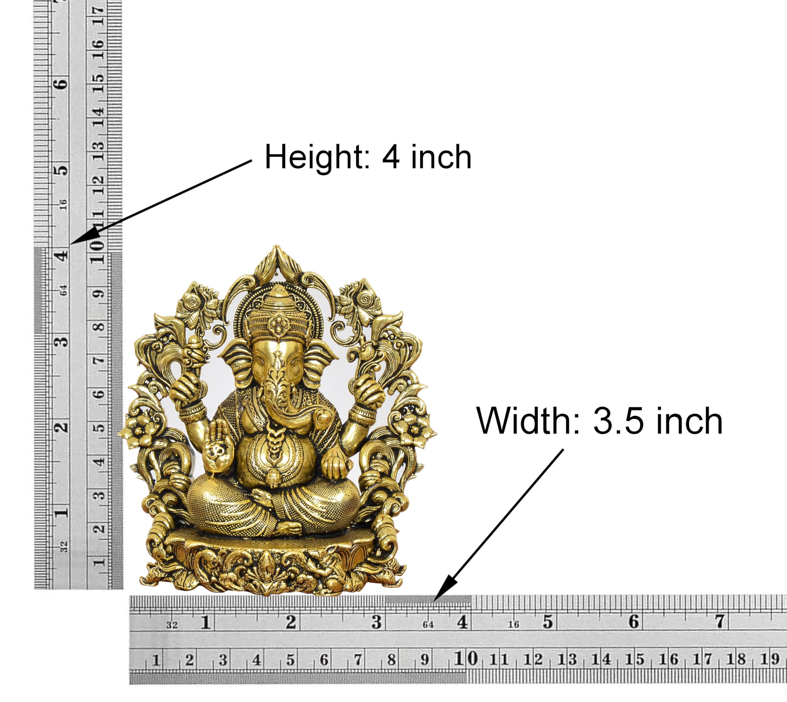 Aona Bronze Lord Ganesha Idol Ganesh Statue Decorative Sculpture For Home Office Mandir Pooja Showpiece (Height 4 Inch)